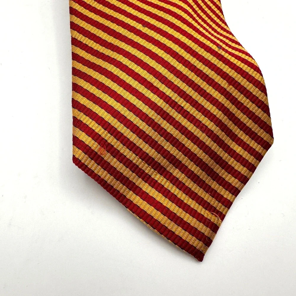 Andrew Scott Pointed Necktie Red Yellow Striped Silk Classic Business Formal NWT